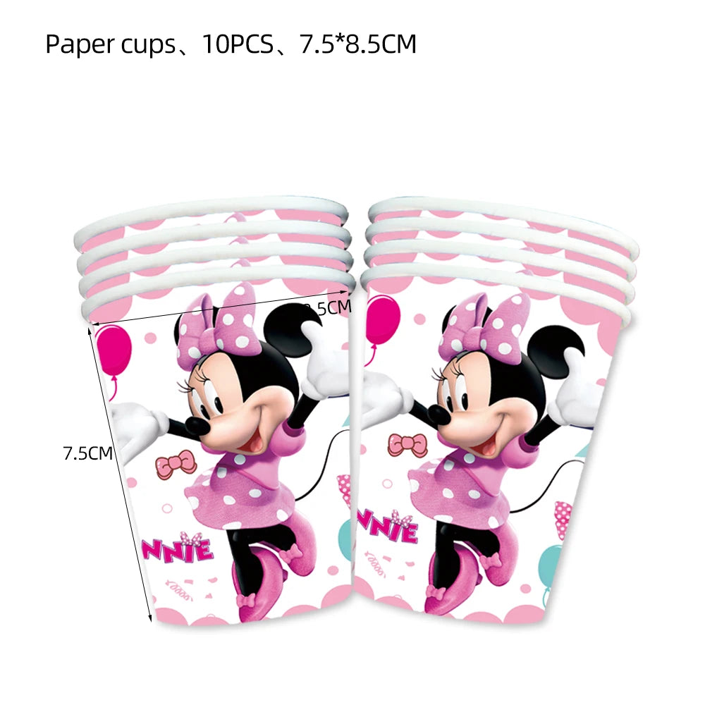 Minnie Mouse Birthday Party Decoration Girls Disposable Tableware Balloon Cups Plates Tablecloth Balloon Baby Shower Party Suppl