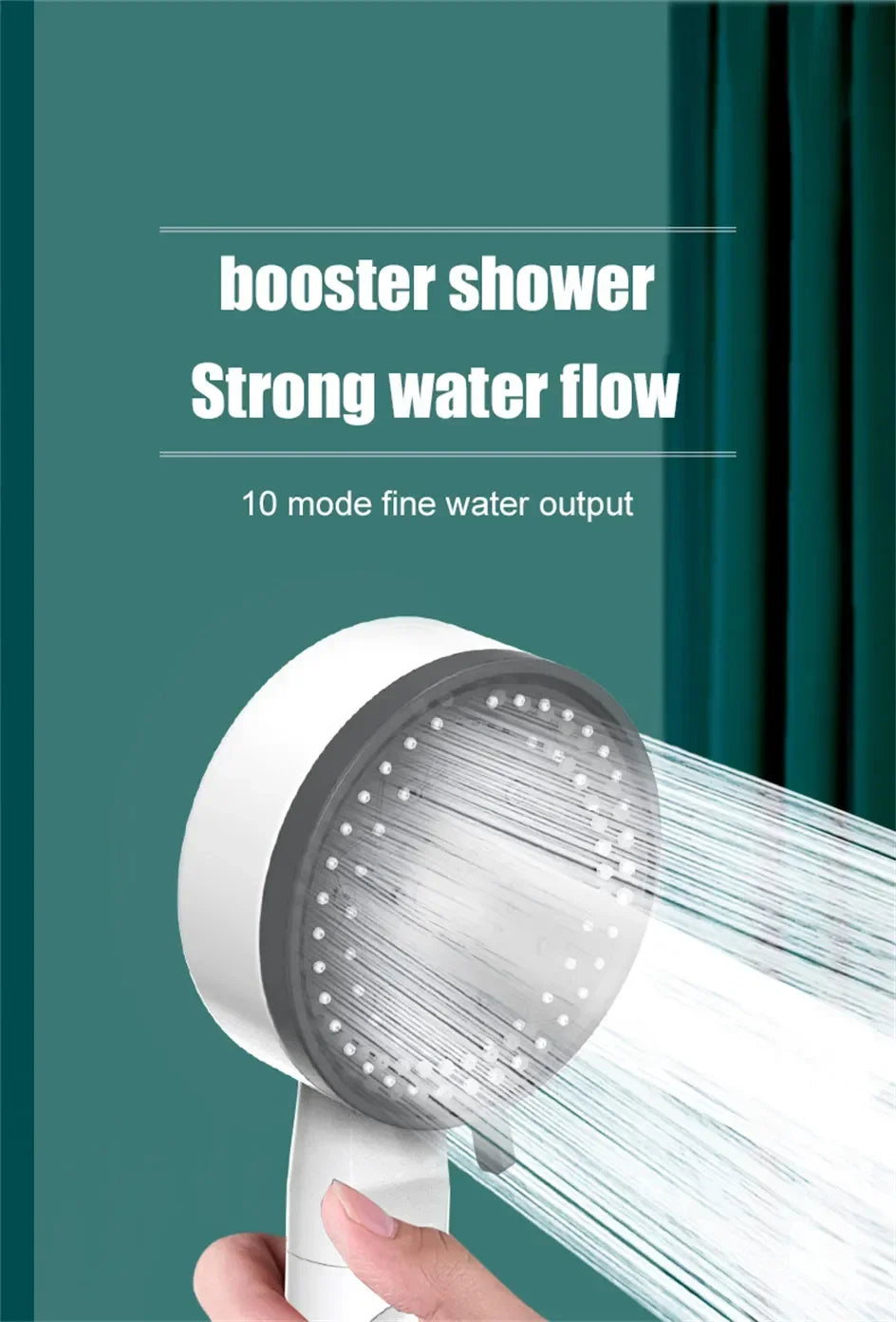 10 Mode Showerheads High Pressure Filter Showerheads One Touch Stop Bathroom Handheld Water Saving Sprayer Bathroom Accessories