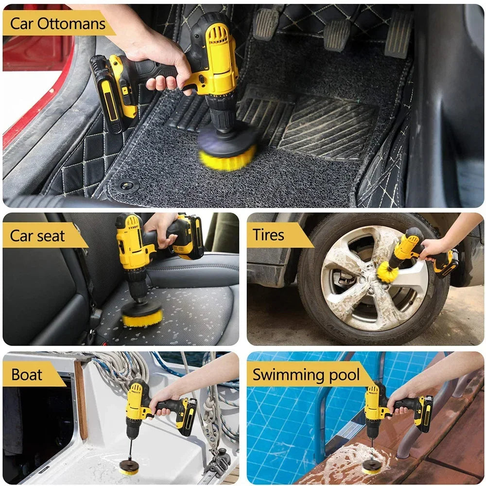 3PCS/1PC Electric Drill Cleaning Brushes for Carpet Glass Car Tires Nylon Car Polisher Bathroom Cleaning Kit Cleaning Tools