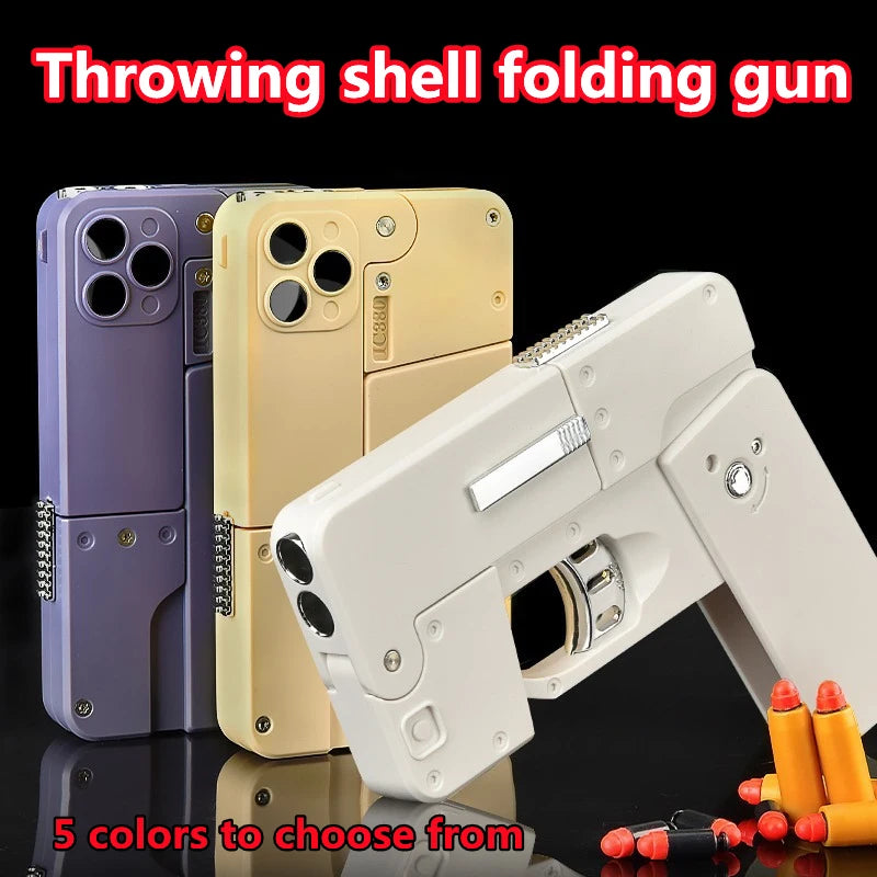 Folding Gun IC380 Toys Pistol Mobile Phone Model Bullet Soft Ammo Shelling Cool Phone 14Pro Max Gift Outdoor Game Sports Toy Gun