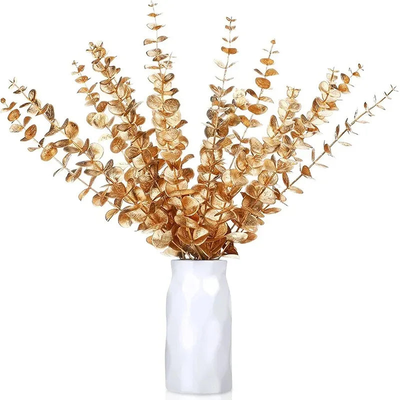 Golden Eucalyptus Artificial Eucalyptus Leaves for Home Flowers Bouquet Centerpiece Wedding Decoration 38cm Artificial Flower