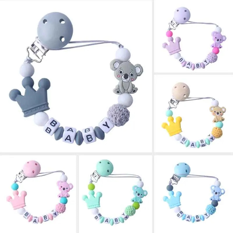 Custom Personalized Name Pacifier Chain for Baby Teether Newborn Toddler Silicone Clips Holder Baby Teething Toys Accessories