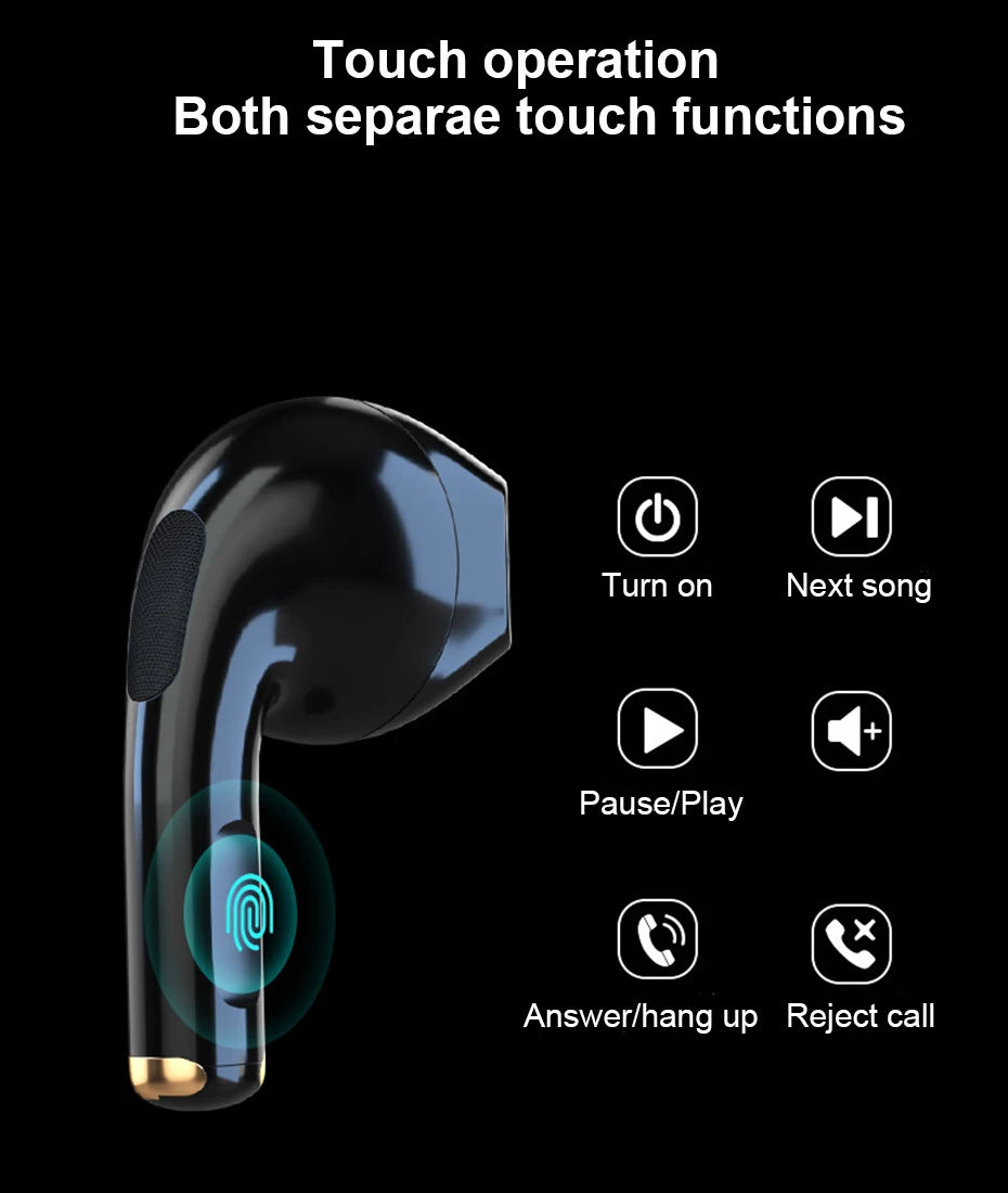 Bluetooth 5.0 Wireless Earphones HIFI Stereo TWS In-ear Noise Cancelling Earbuds Sports Waterproof Headphones for Smartphones PC