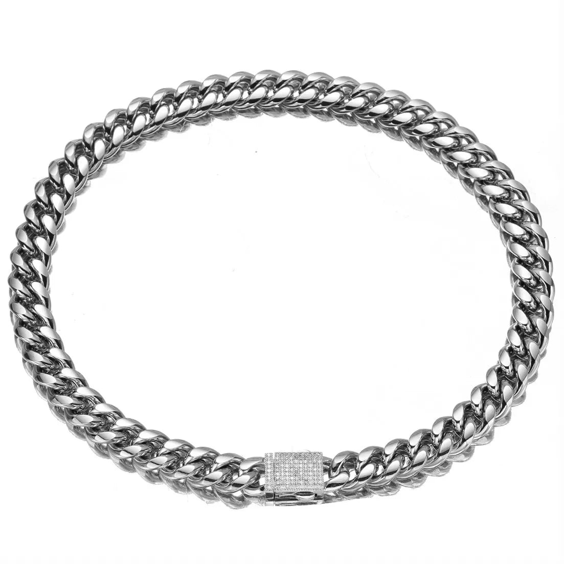 Any Length 7"-40" 6mm-14mm New Fashion Women Mens Chain 316L Stainless Steel Miami Link Necklace or Bracelet Crystal Buckle Gift