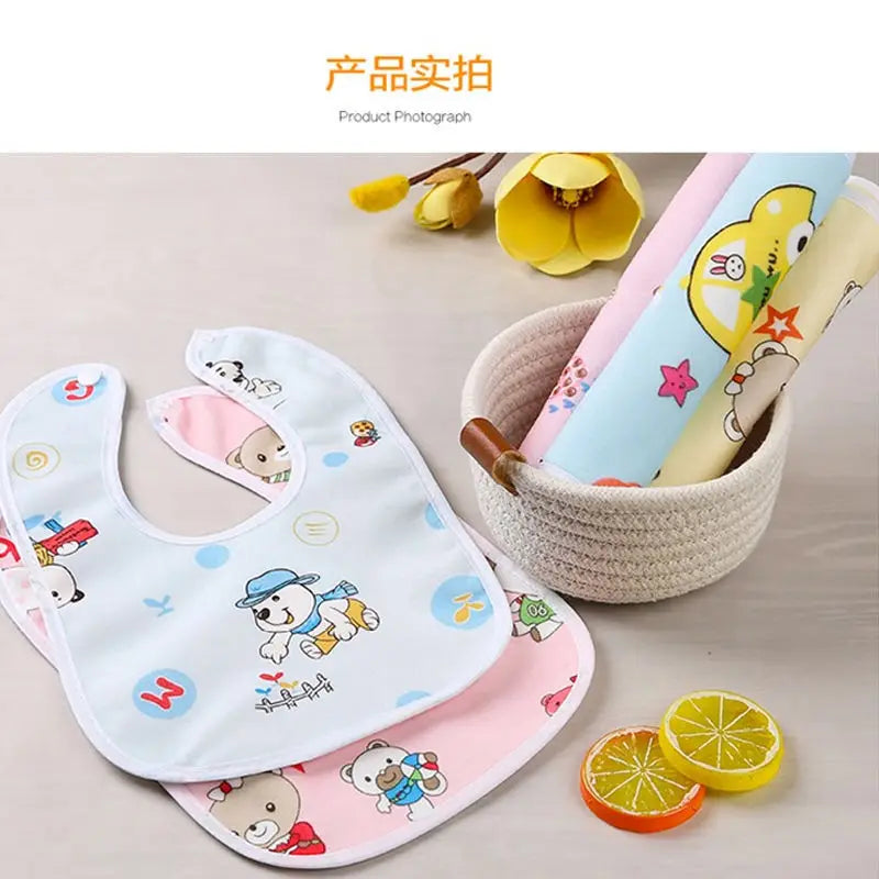 Baby Bibs Cotton Thickening Water Absorption Waterproof Bibs Baby Feeding Protection Burp Cloths Cartoon Pattern Fit Baby Stuff