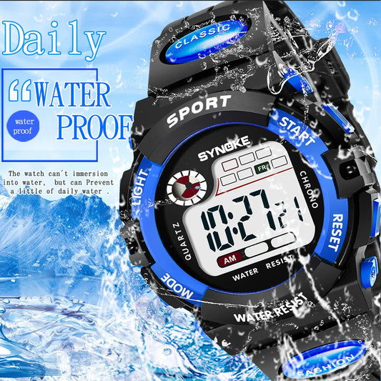 SYNOKE Student Kids Digital Watch Sports Waterproof Boy Electronic Watch Shock Resist Multifunctional Luminous Fashion