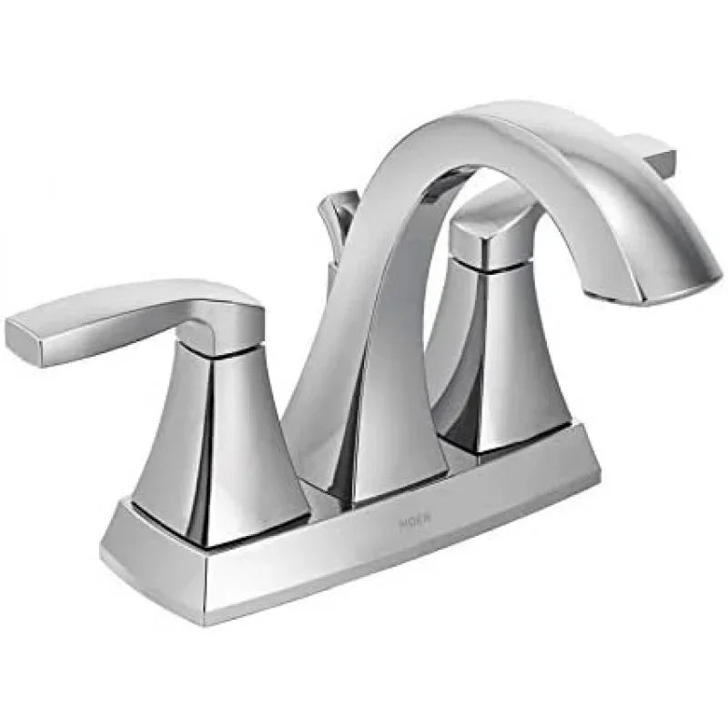 Moen Voss Brushed Gold Transitional Two-Handle High Arc Centerset Bathroom Faucet for 4-Inch 3-Hole Setup, 6901BG