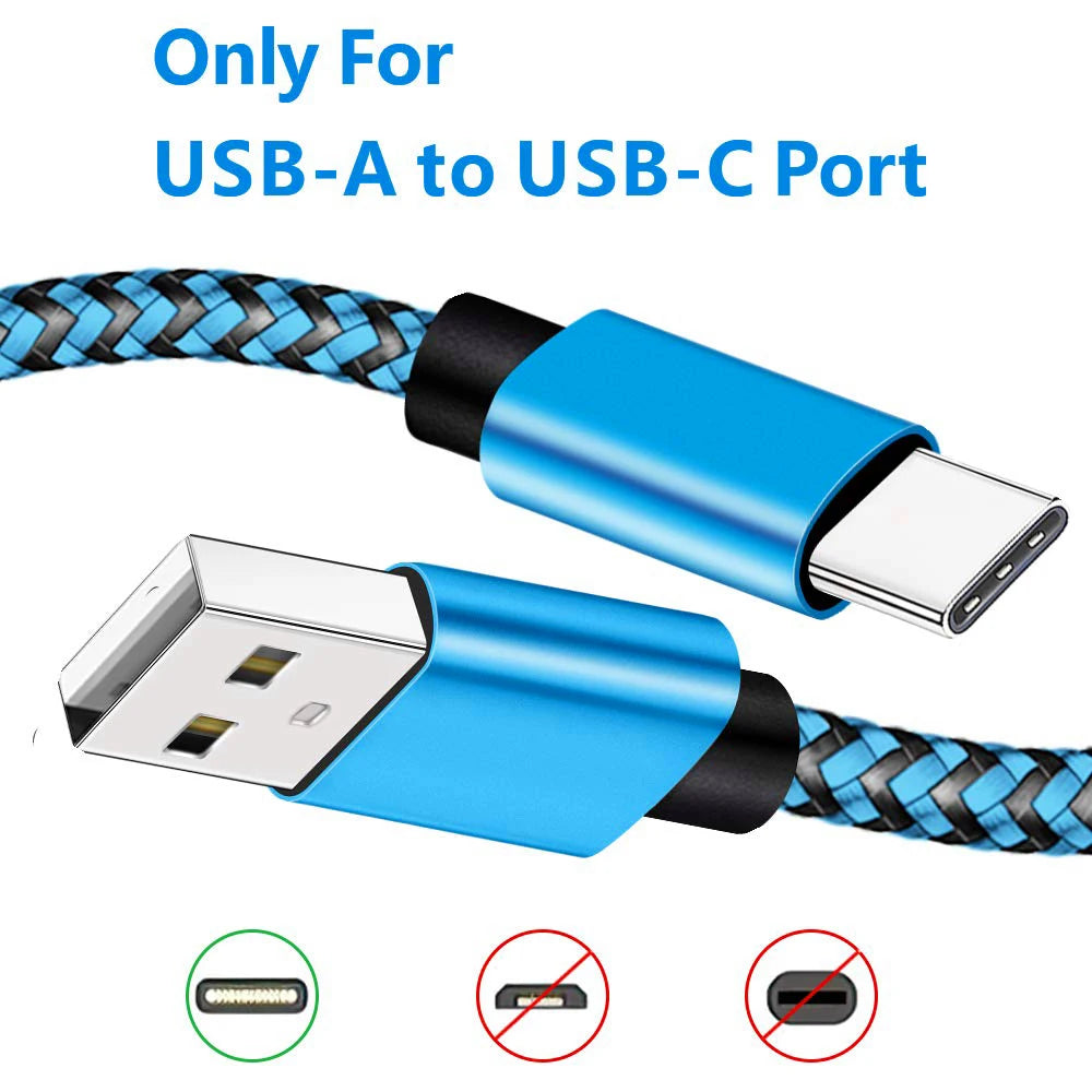 USB Type C Cable Date Sync 2.4A Fast Charging Nylon Braided Wire Charger Cable For Samsung Huawei Android Mobile Phone 1M 2M 3M