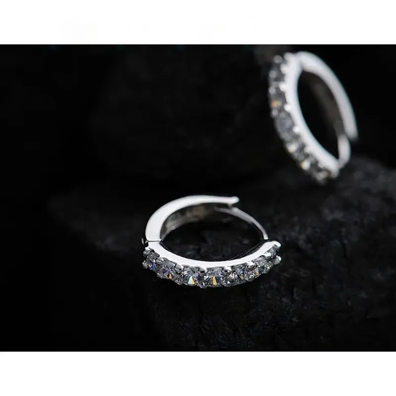 Fast Ship Newest Luxury Romantic Women Jewelry 925 Sterling Silver Plated Rhinestone Crystal Hoop Earrings For Women Wholesale