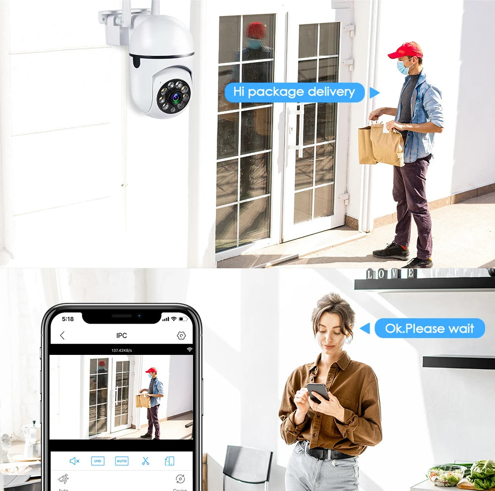 IP WiFi Camera 1080P Outdoor CCTV Video Surveillance Cameras 4X Zoom AI human Detection HD Color Night Vision IP66 waterproof