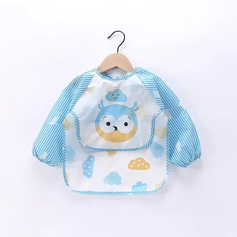 Baby Long Sleeve Scarf Waterproof Toddler Art Smock Feeding Bib Apron Pocket Infant Boys Girls Burp Cloth Banana Bibs for1-3Year