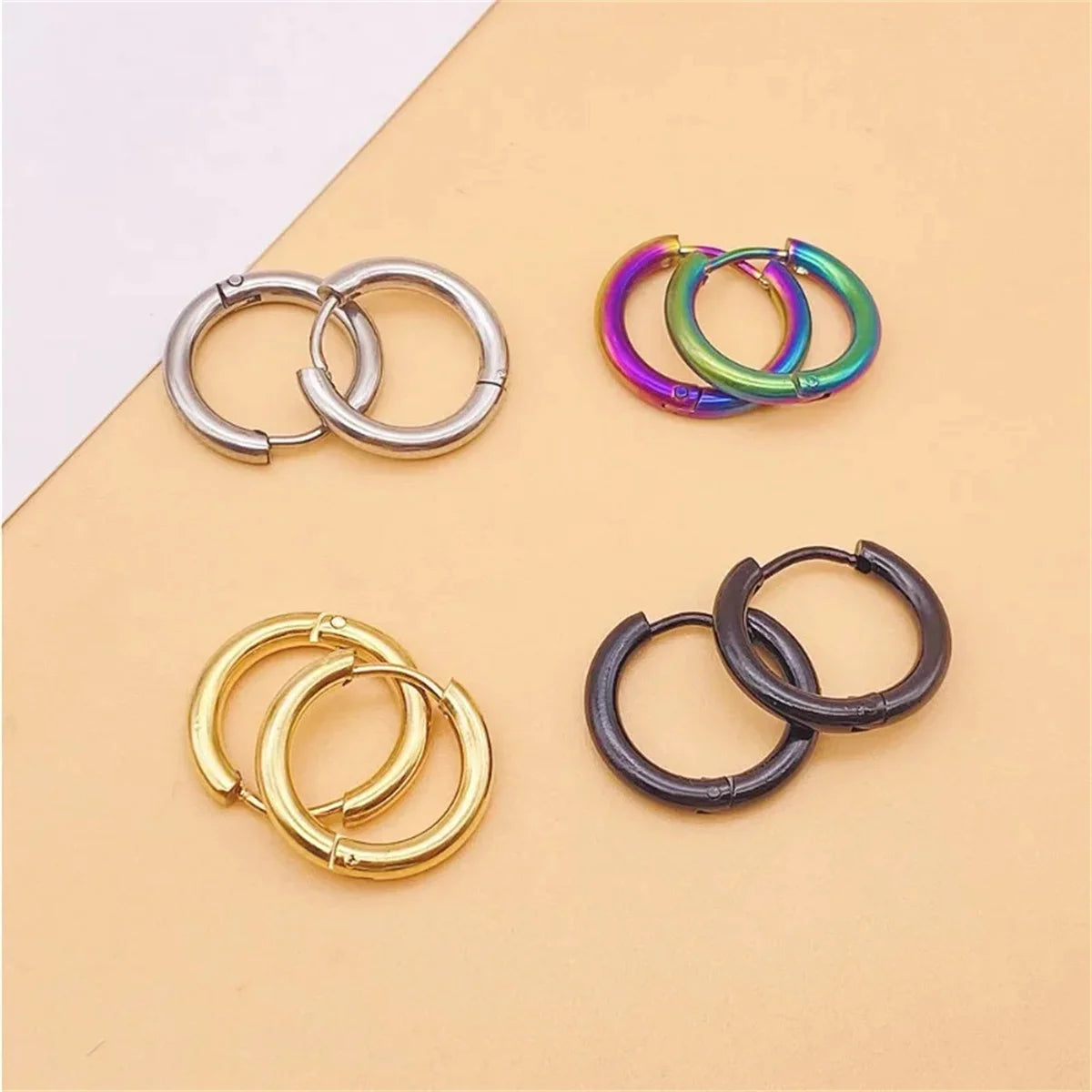 2/8Pcs Fashion Simplicity 316L Stainless Steel Small Hoop Earrings, Cartilage Tragus Conch Forward Helix Ear Piercing Jewelry