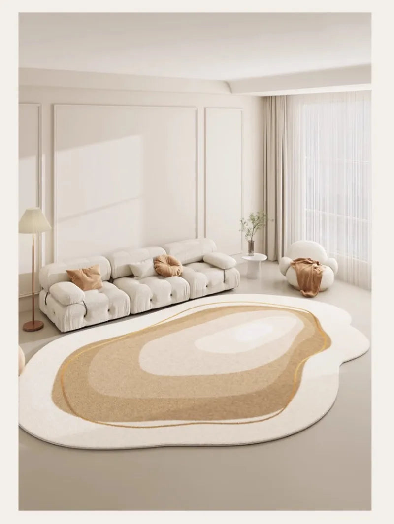 Fluffy Soft Special Shaped Irregular Carpet Living Room Sofa Coffee Table Non Slip Carpets 2024 New Cream Style Home Bedroom Rug