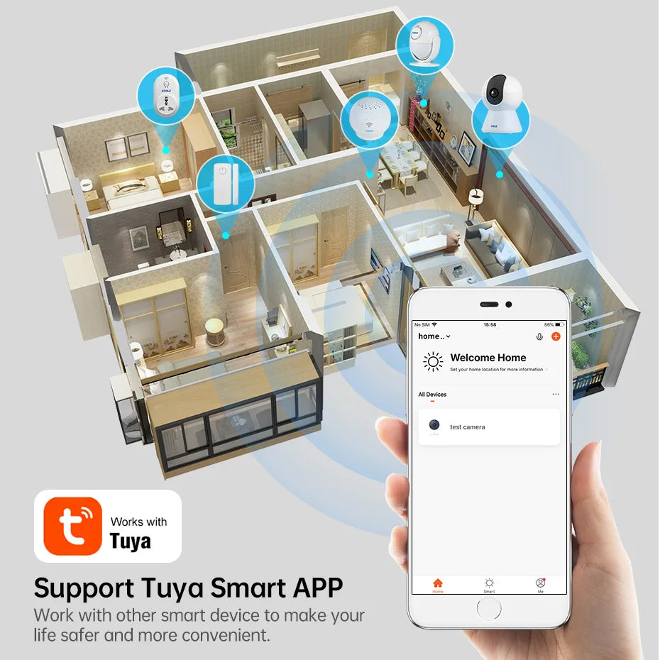 KERUI 5MP Tuya Smart Mini WiFi IP Camera Indoor Wireless Home Security AI Human Detect CCTV Surveillance Camera Auto Tracking