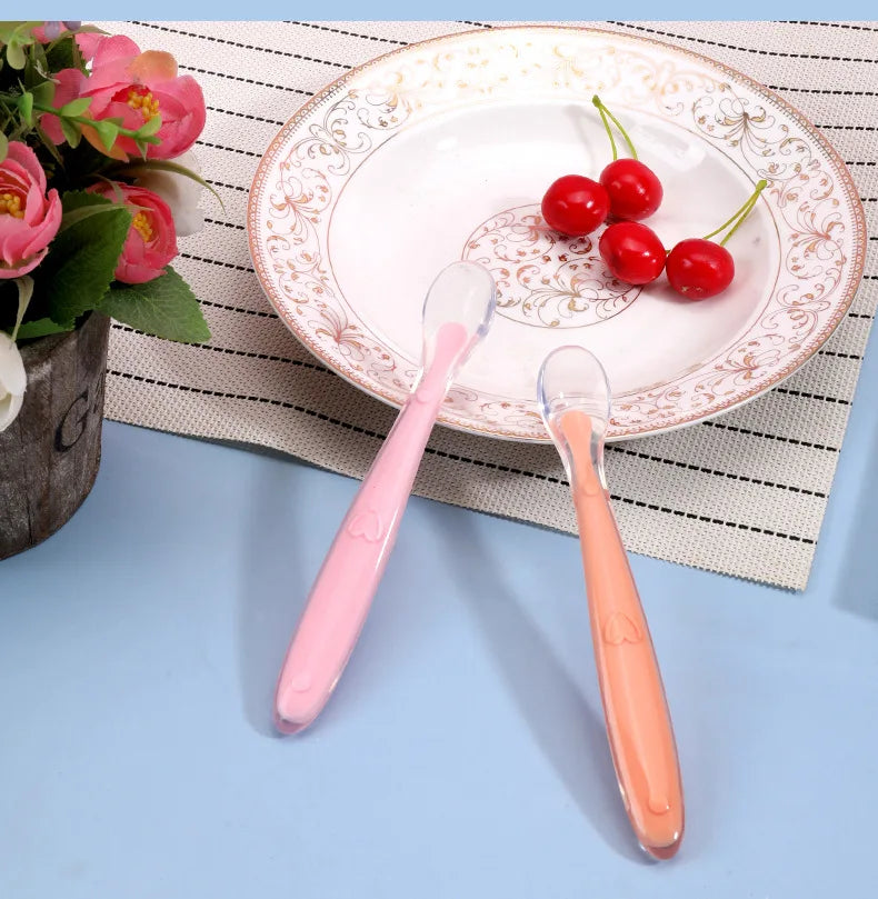 Baby Silicone Spoon Learning Spoon Set Stars Tableware Kids Soft Silicone Feeding Spoon Training Baby Reborn Silicone Utensils