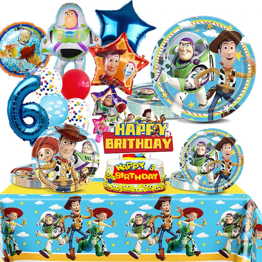 Carton Toy Story Party Supplies Tableware Paper Plate Ballon Cup Tablecloth for Kids Boys Birthday Party Decorations Baby Shower