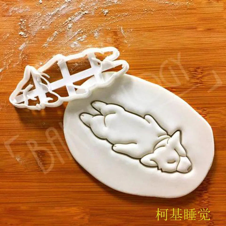 Set Cookie Cutters Mold Corgi Dog Shaped DIY Biscuit Baking Tool Cute Animal Cookie Stamp for Kids Kitchenware Bakeware