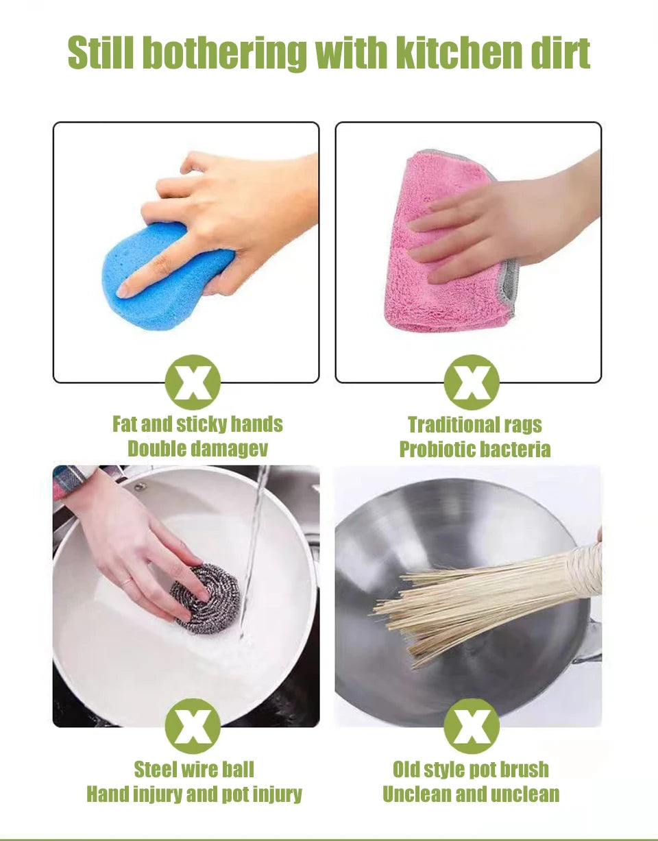 2 In 1 Portable Kitchen Dish Cleaning Brush Automatic Adding Soap Dispensing Scrubber Hand Washing Dishes Sponge Cleaner Tools