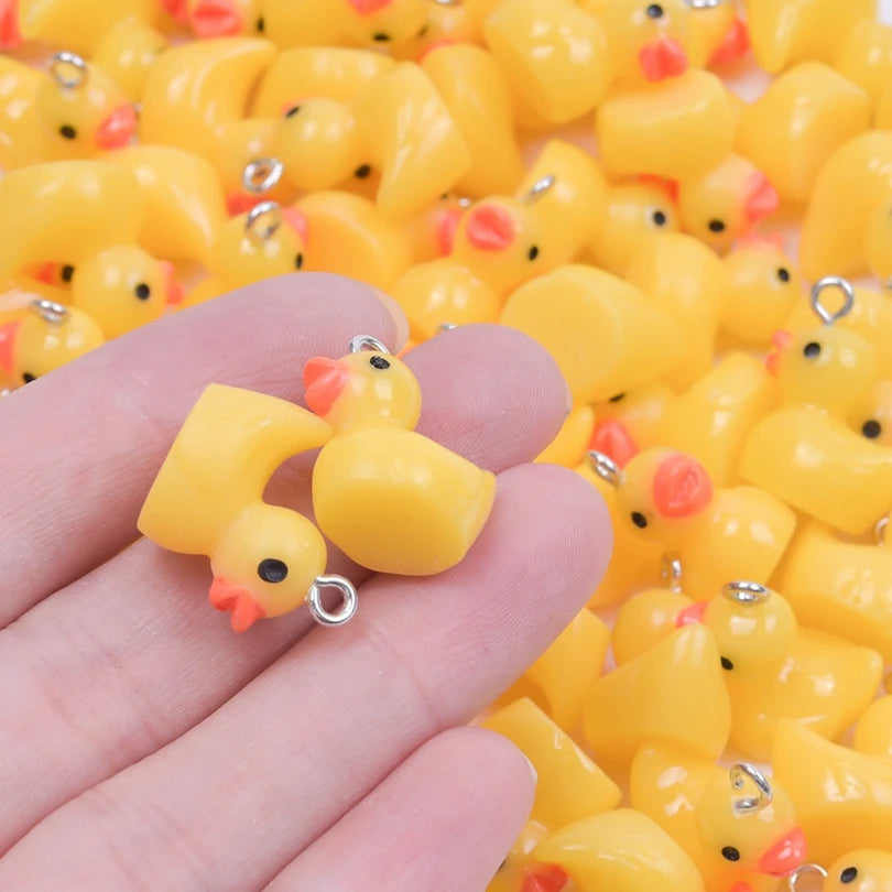 10-60pcs Cute Resin Duck Charms for Jewelry Making DIY Animal Earrings Pendants Necklaces Charms Wholesale Accessories Keychain