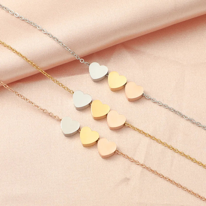 RAKOL Stainless Steel Necklaces Trend Sweetheart Gold Color Silver Color Metal Charms Pendants Chains Fashion Necklace For Women