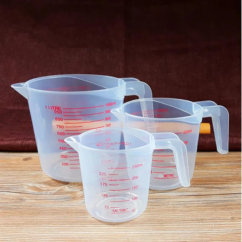 3pcs 250/500/1000ml Baking Liquid Measuring Cups PVC Scale Cup Plastic Measuring Volume Beaker Kitchen Baking Tools