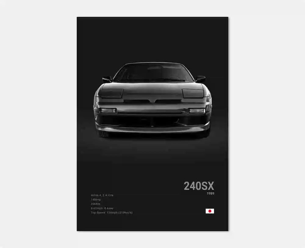 Pop Black and White Japan Cars Luxury Super Sport Car Poster Aesthetic R34 Gtr 240sx Canvas Print for Wall Art Garage Room Decor