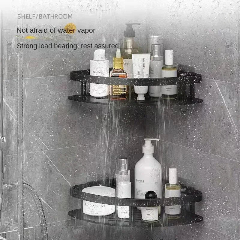 Bathroom Nail-free Shelf Shower Corner Shelf Aluminum Shampoo Shelf Shower Supply Storage Bathroom Accessories Bathroom Shelves