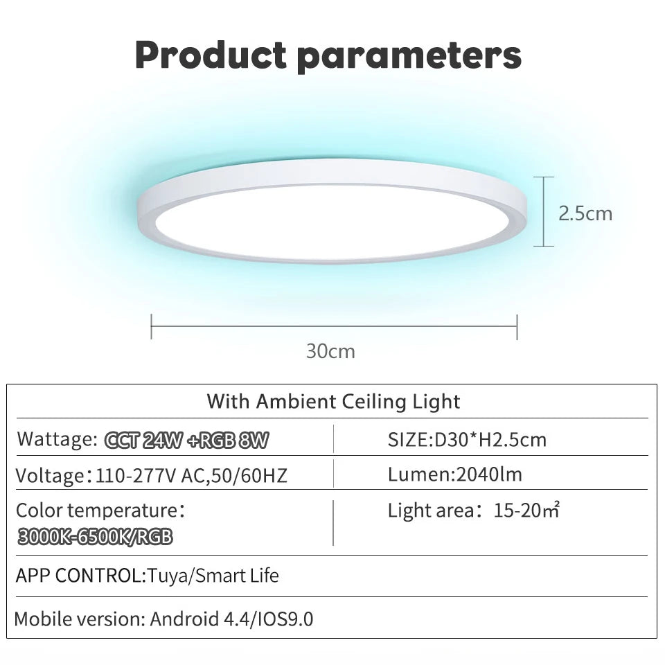 MARPOU TUYA Ceiling lamps Led ceiling light Modern RGB APP Voice Control Alexa Google Smart lamp Led lights for room Bedroom