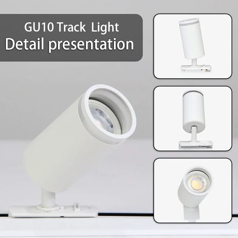 LED Track Light GU10 Ceiling Spot Light Fixture for Living Room Shop Kitchen Spotlight Track Lighting Rail Ceiling Lamp Sets