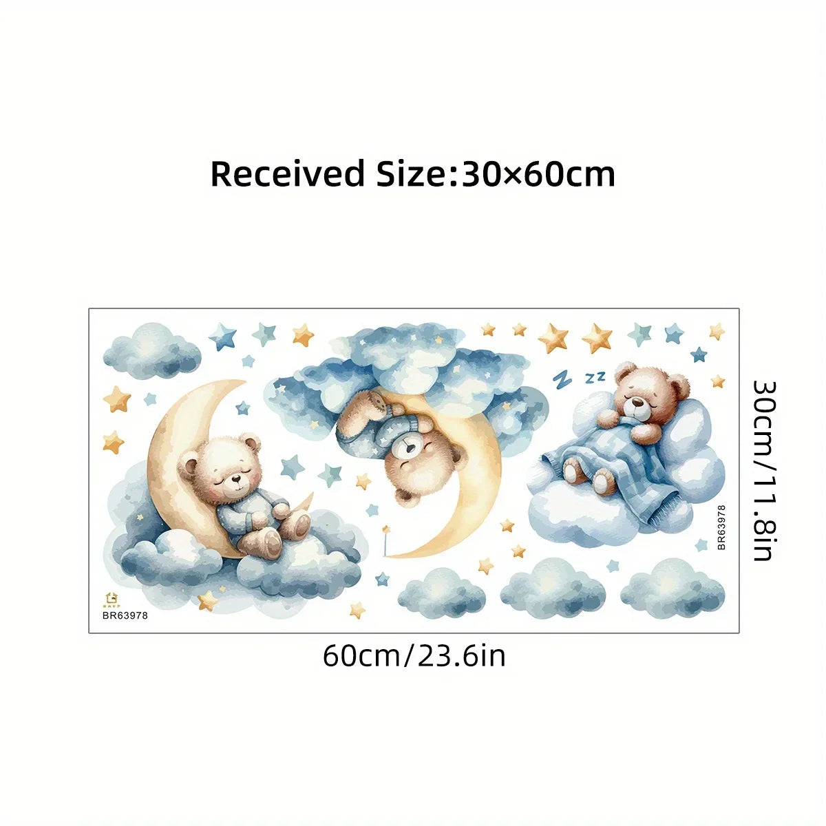 1Pc Cartoon Teddy Bear Sleeping on Clouds Animal Wall Stickers Room Decor Bedroom Children Kids Room Decoration Wall Decals Home