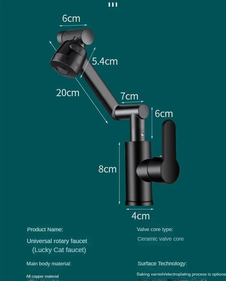 Mechanical Arm Universal Faucet Bathroom Kitchen Splashproof Faucet Bathroom Countertop Basin Hot and Cold Tap Faucet Accessorie