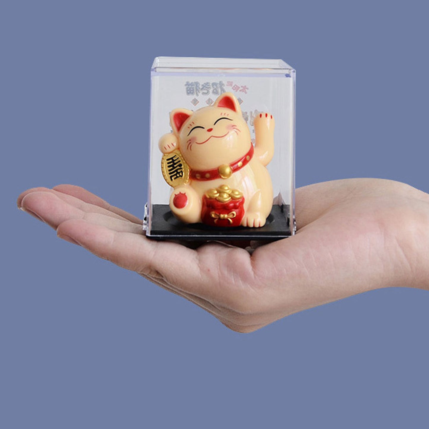 Solar Powered Maneki Neko Lucky Cat Welcoming Chinese Lucky Cat Waving Hand Beckoning Fortune Cat Figurines For Home Decor