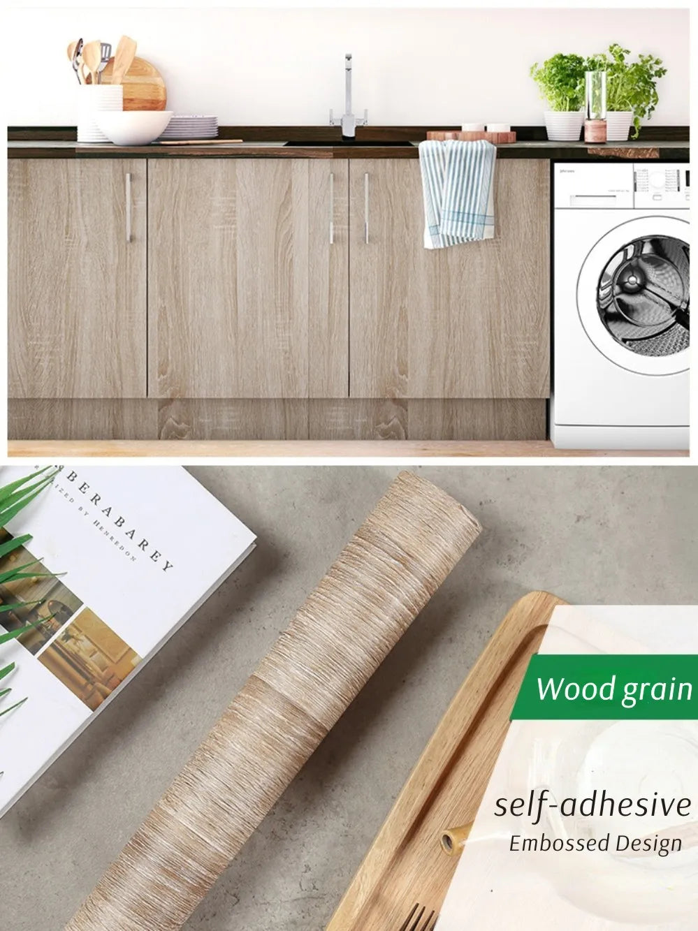 PVC Waterproof Self Adhesive Wallpaper Wall in Rolls Furniture Cabinets Vinyl Decorative Film Wood Grain Stickers For Home Decor