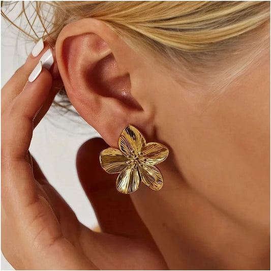 2PC Women's Fashion Trendy Stainless Steel Flower Earrings Outdoor Travel Carnival Party Festival Dressing Gifts