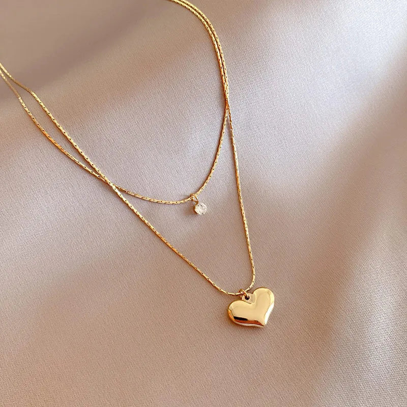 XIYANIKE 316L Stainless Steel Gold Color Love Heart Necklaces For Women Chokers 2021Trend Fashion Festival Party Gift Jewelry