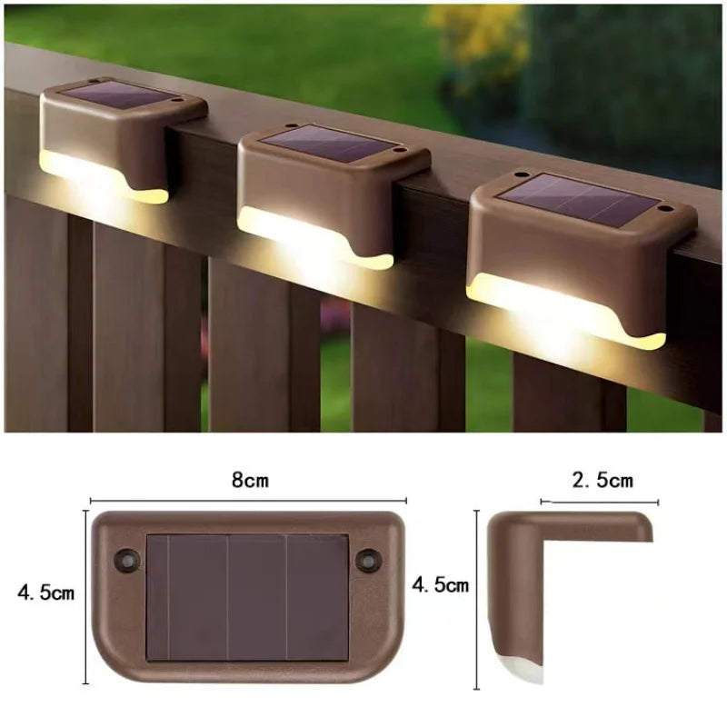 4Pack LED Solar Stair Light Lamp Waterproof Passage Courtyard Guardrail Step Night Light for Outdoor Garden Borders Terrace