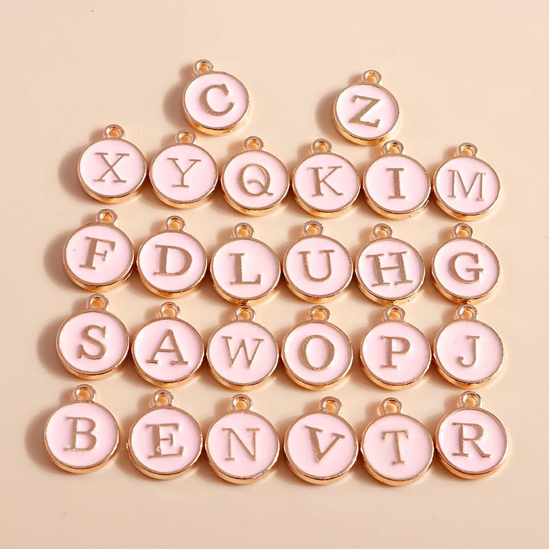 10pcs 4 Colors Cute Mini Alphabet 26 Letters Charms Pendants for DIY Name Jewelry Necklace Bracelet Earrings  Birthday Gifts