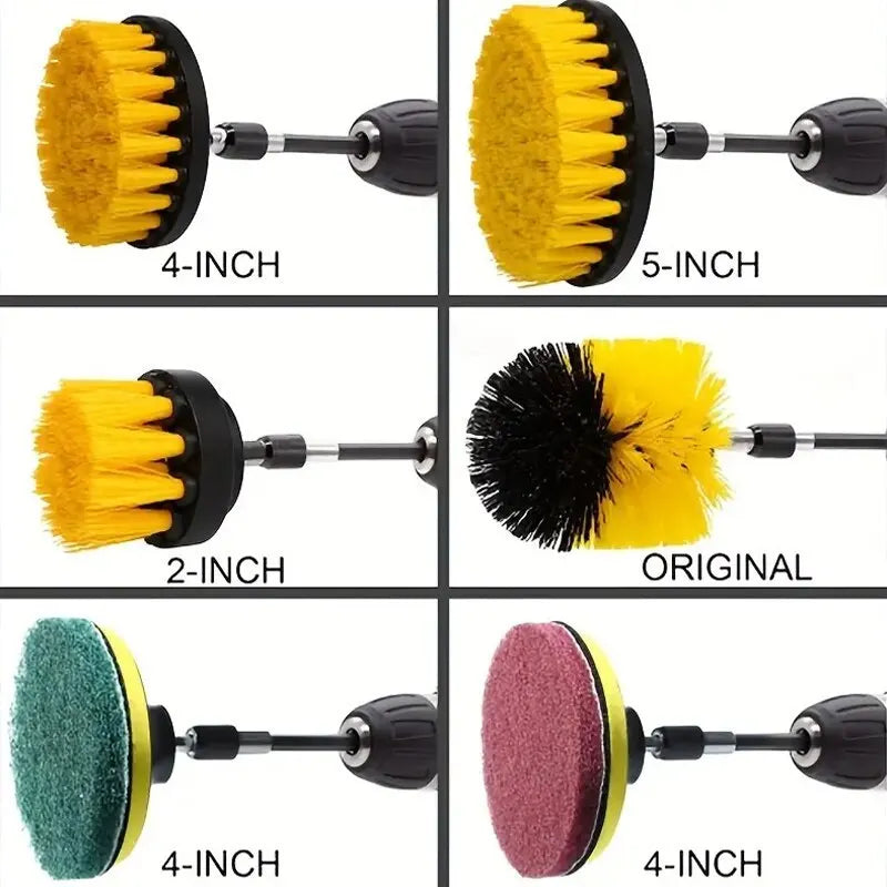 12/4 Pcs Electric Drill Brush Kit scrubber Cleaning Brush For Carpet Glass Car Kitchen Bathroom toilet Cleaning Tools household