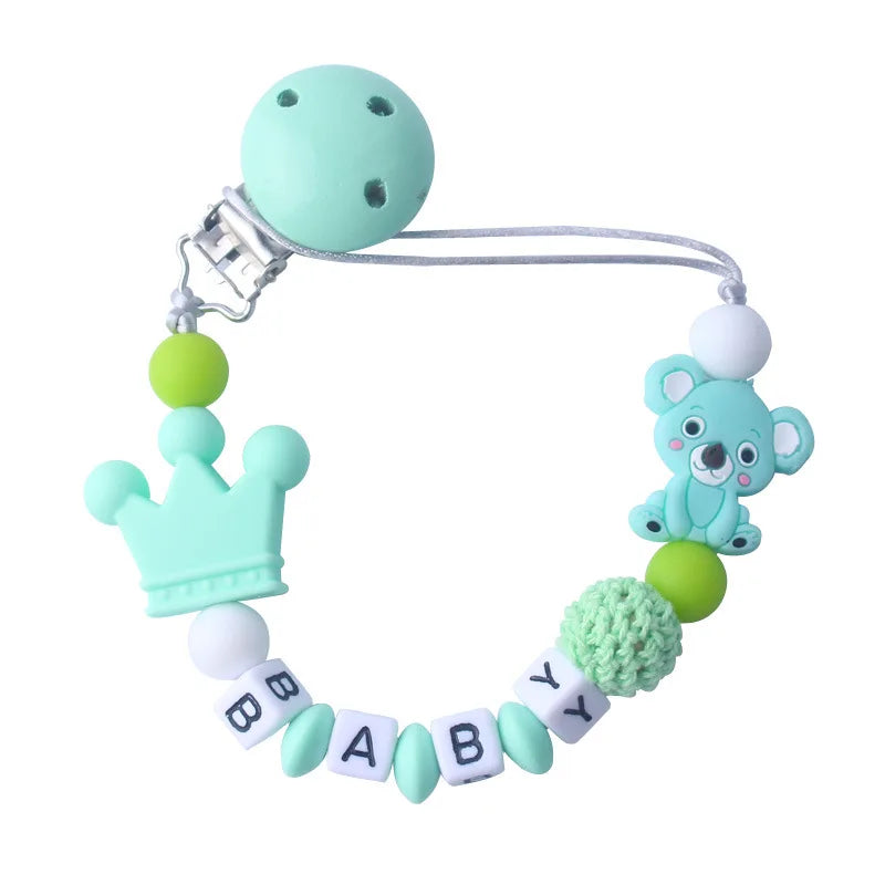 Custom Personalized Name Pacifier Chain for Baby Teether Newborn Toddler Silicone Clips Holder Baby Teething Toys Accessories