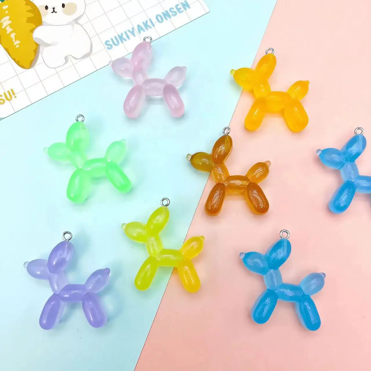 10pcs Simulated Colorful Glow Bubble Dogs Resin Charms Accessories Pendants Handmade  Jewelry DIY Earring Necklace