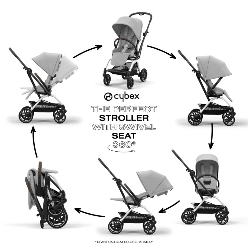 CYBEX Eezy S Twist  2 V2 Baby Stroller with 360° Rotating Seat for Infants 6 Months and Up - Compatible with CYBEX Car Seats, Fo