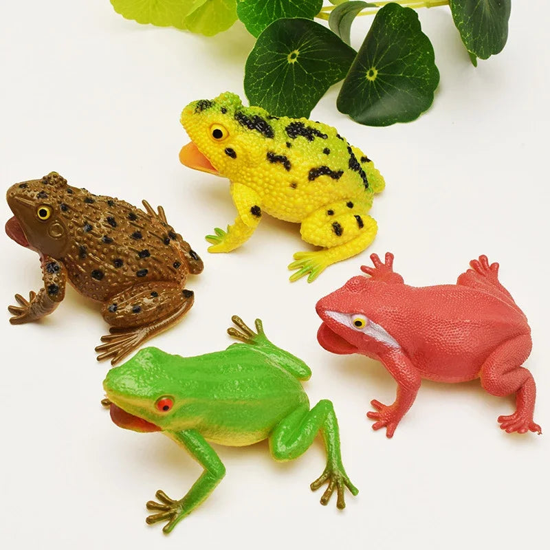 1PC Simulation Frog Model Kids Animal Toy Toad Tricky Scary Squeeze Sound Hobby Collection Toy Home Decor Figures Teaching