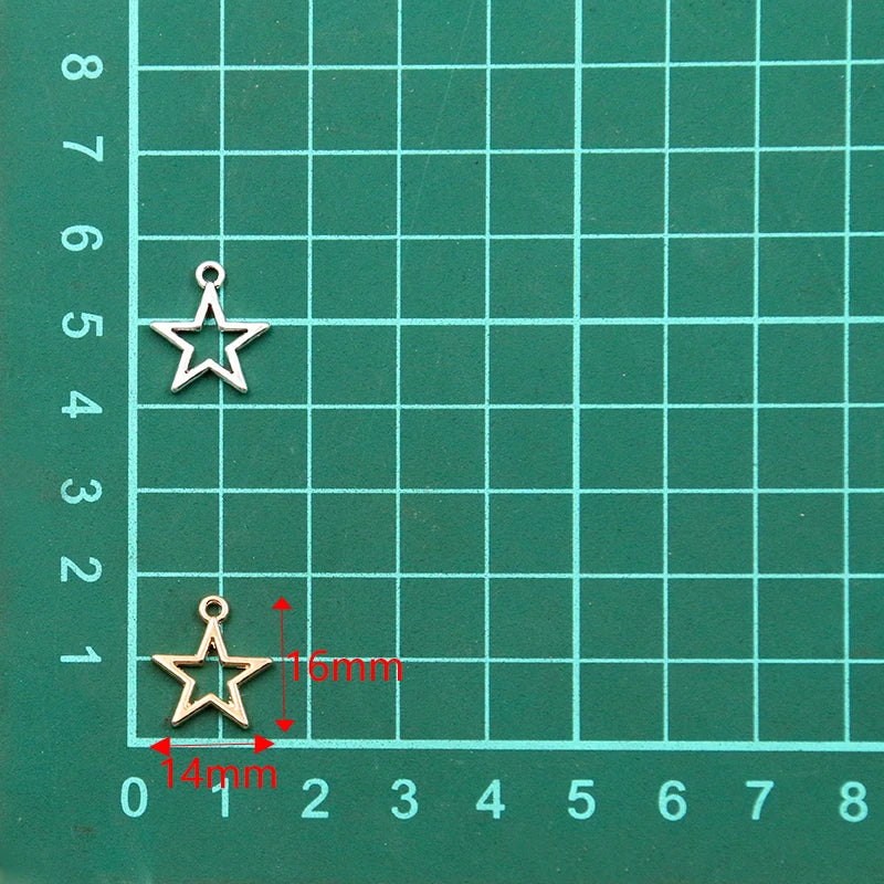 50PCS 14*16mm 2 Color Wholesale Hollow Star Charms Geometry Pendant Metal Alloy DIY Necklace Bracelet Earrings Marking