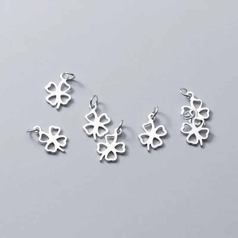 100% Real Sterling 925 Silver Accaccessories Simple Leaf Charm Pendant For Bracelets and Necklaces Key Chain Diy Material