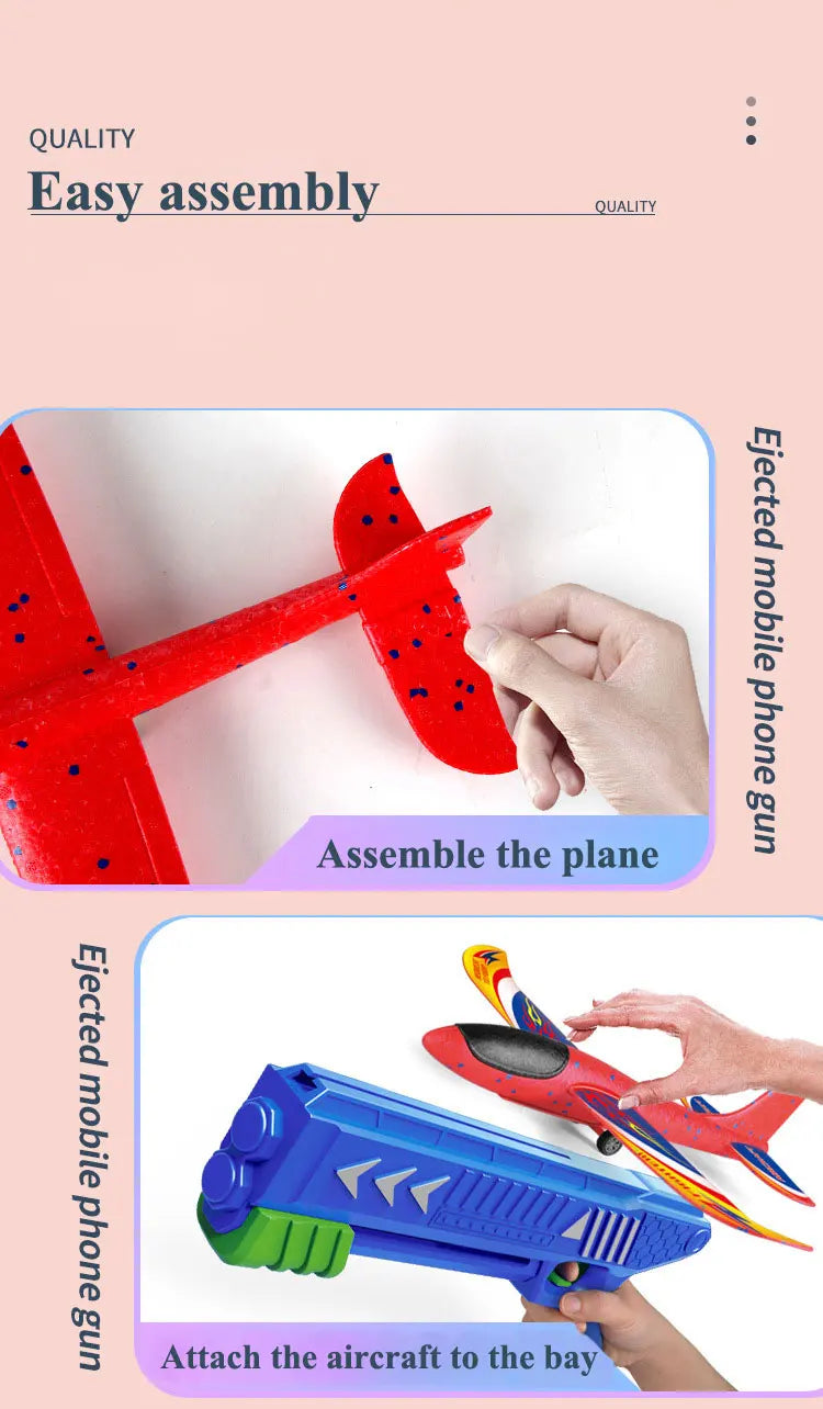 Kids 24/34cm Foam Plane Launcher Outdoor Toy for Boys Sport Catapult Game Children Girl Birthday Xmas Gifts