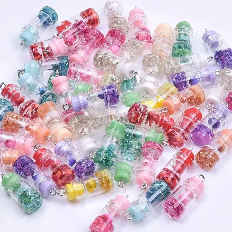 10PCS Glass Bottles Bubble Tea Cup Styles Mix Ball Earring Charms DIY Findings Keychain Bracelets Pendant For Jewelry Making