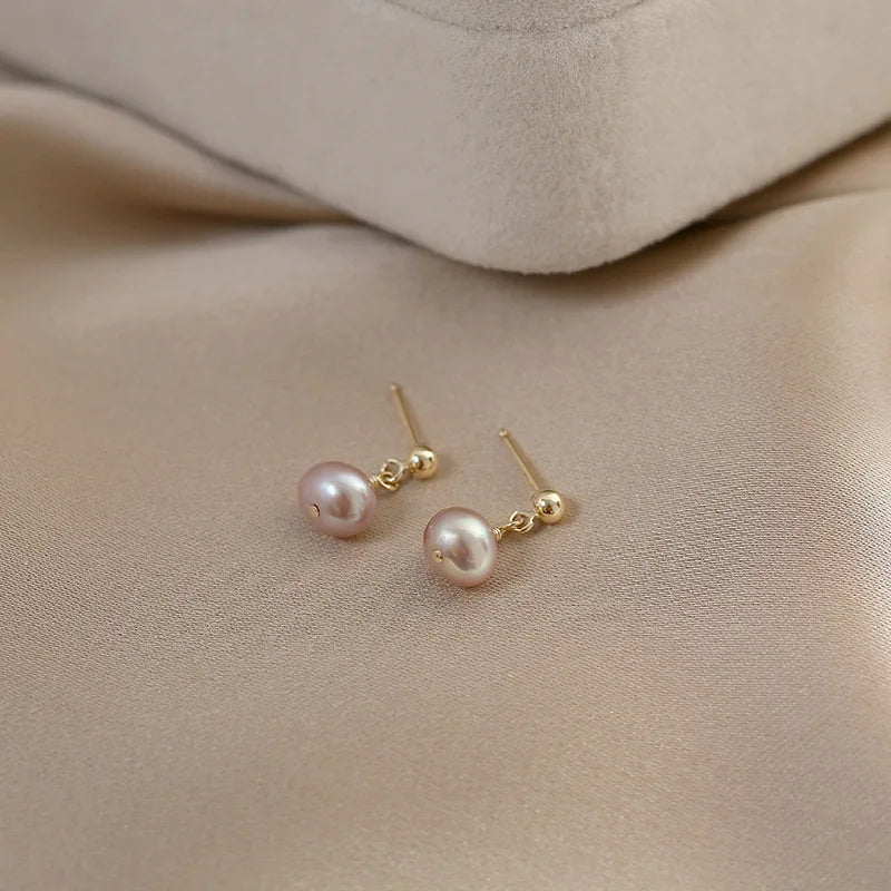 Minar Delicate Irregular Freshwater Pearl Earring For Women Gold Color Metal Hanging Drop Earrings Statement French Jewelry 2023