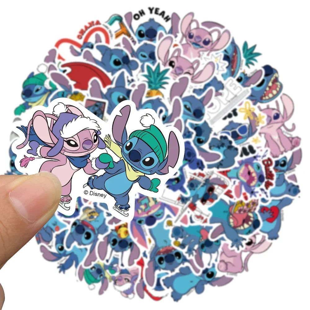 50pcs Disney Cartoon Kawai Stitch Stickers for Phone Laptop Diary Guitar Suitcase Graffiti Waterproof Sticker Decals Kids Toy