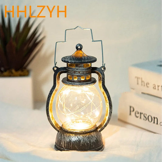 LED Light Christmas Decoration Halloween Retro Portable Lantern Vintage Electronic Candlestick Bar Atmosphere decoration Light