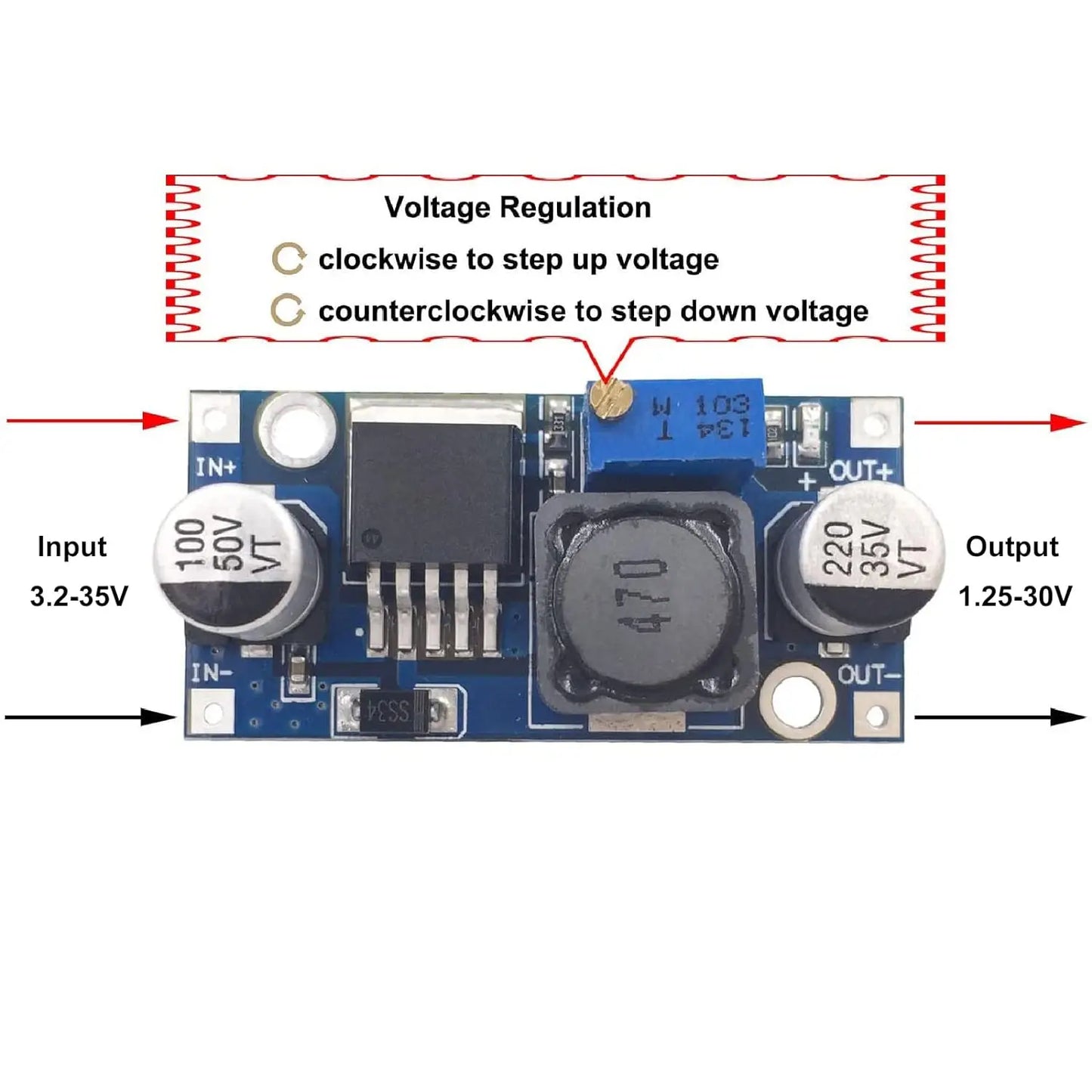 1pcs LM2596 Step Down Module DC to DC Adjustable Buck Converter Voltage Regulator Conversion Power Supply Module LM2596